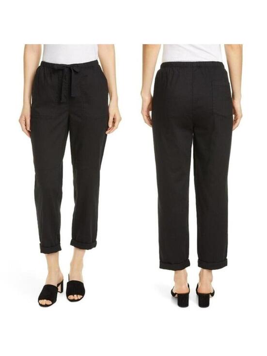 Eileen Fisher Pants - Eileen Fisher Womens XL Black Ankle Pants 100% Organic Cotton NEW WITH TAGS $178